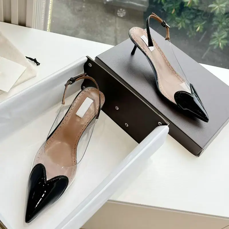 Módní dámské lodičky na vysokém podpatku - průhledné elegantní společenské boty