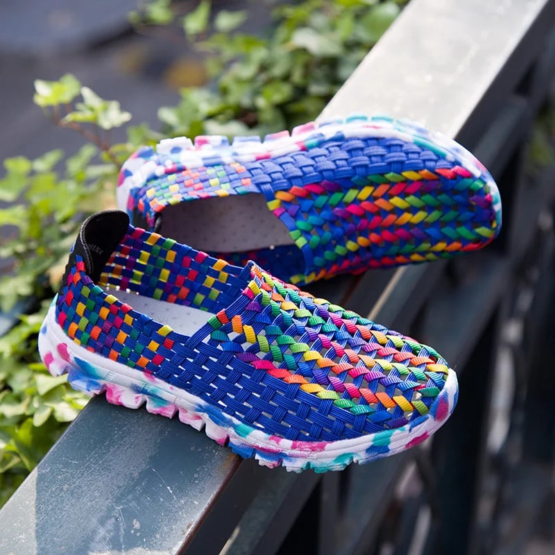 Dámské letní ploché mokasíny slip on prodyšné pletené barevné boty velikost 41