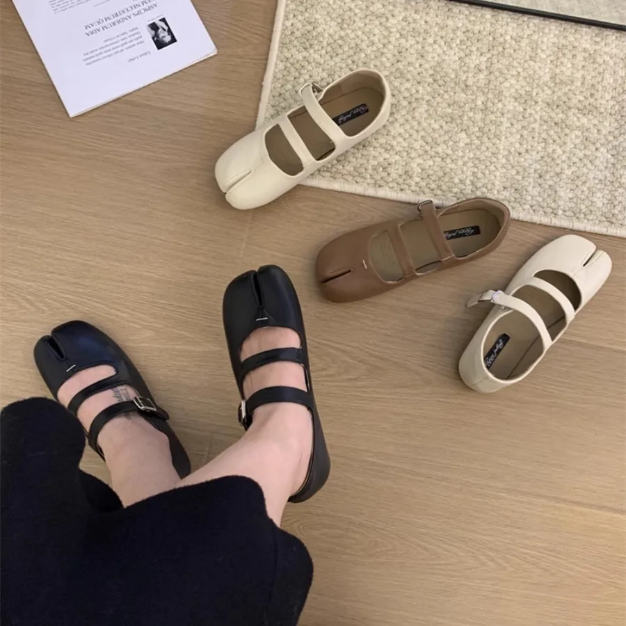 Dámské ploché boty split toe tabi baleríny casual mokasíny
