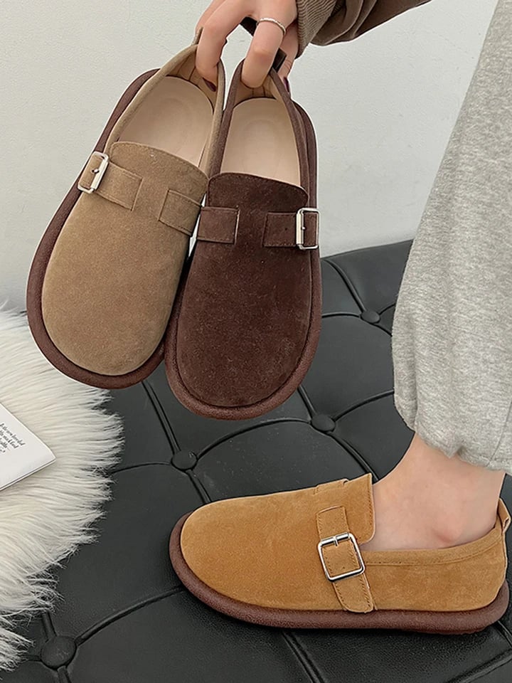 Zimní boty pro ženy dřeváky s platformou tenisky loafers s kožešinou kulatou špičkou retro slip-on
