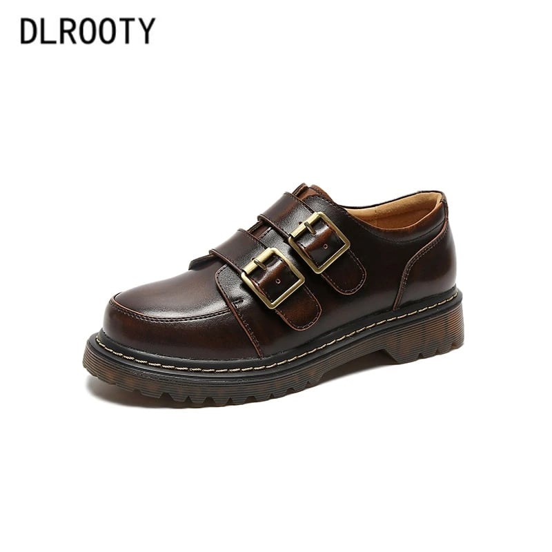Dámské ploché mokasíny slip on kožené vintage britský styl oxford