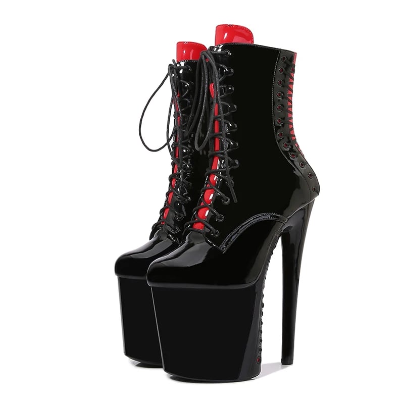 Vysoké podpatky 20 cm kotníkové boty voděodolné s platformou tlustou podrážkou pro pole dance