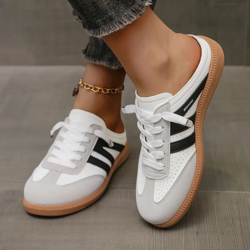 Dámské lehké sandály bez zad slip on muly retro ploché 2025 novinky
