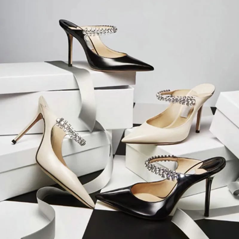 Dámské špičaté sandály s vysokými podpatky 2025 sexy party slides mule slingbacks