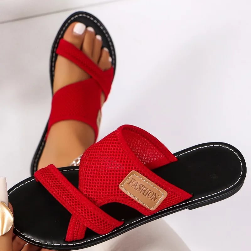 Dámské pantofle jednobarevné pohodlné slip on otevřená špička plážové sandály
