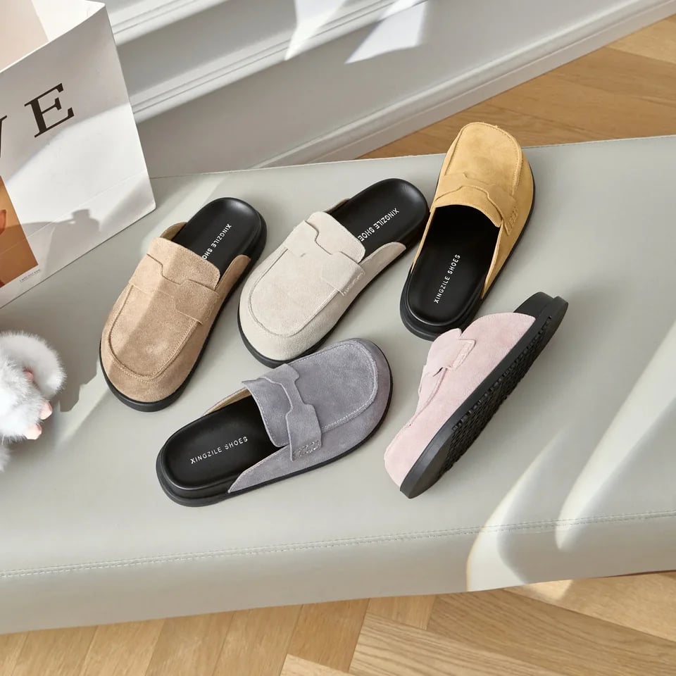 Dámské kožené slip on boty s měkkou podrážkou venkovní odolné korejský styl 5 barev