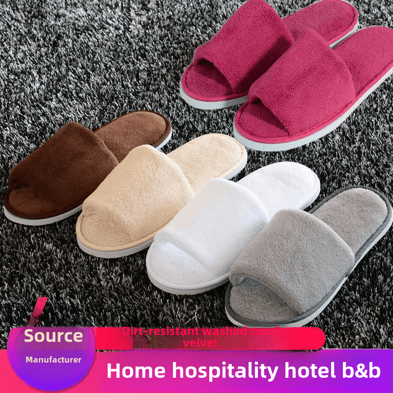 Boho pantofle s tlustou podrážkou sametové protiskluzové pro domácí i hotelové a kosmetické salony