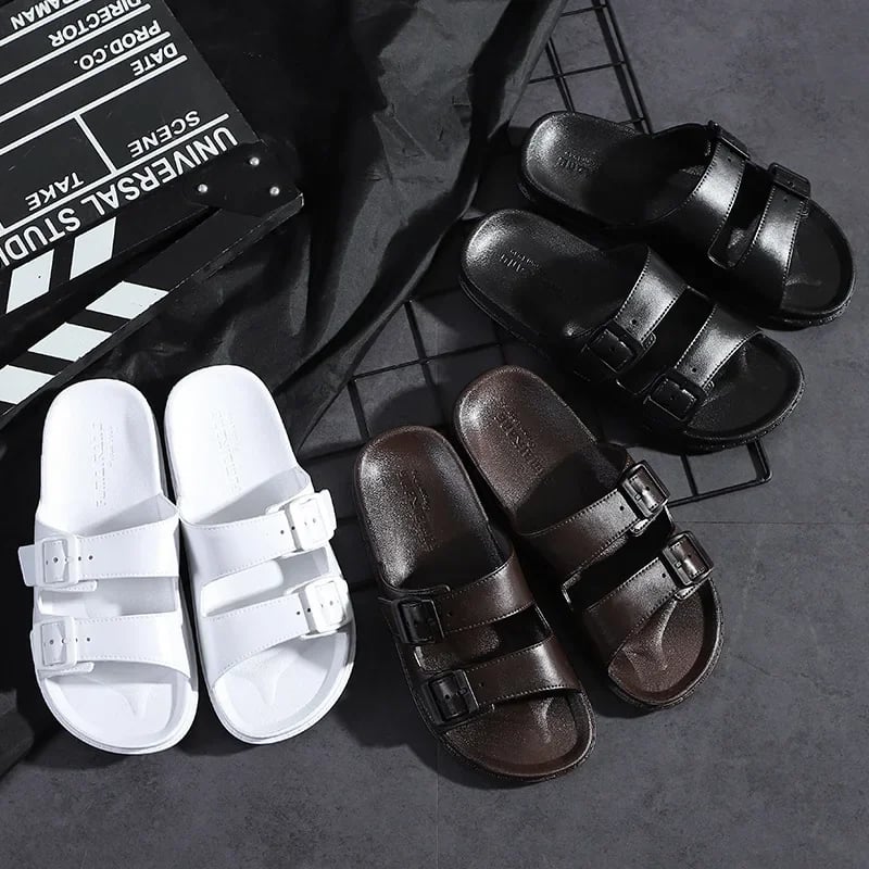 Letní pánské i dámské pantofle s dvojitou přezkou EVA Slip-On pohodlné měkké dno