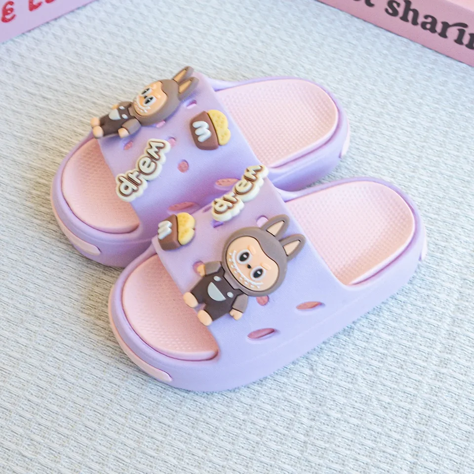 Dětské EVA pantofle unisex s kreslenými motivy písmen protiskluzové lehké pohodlné