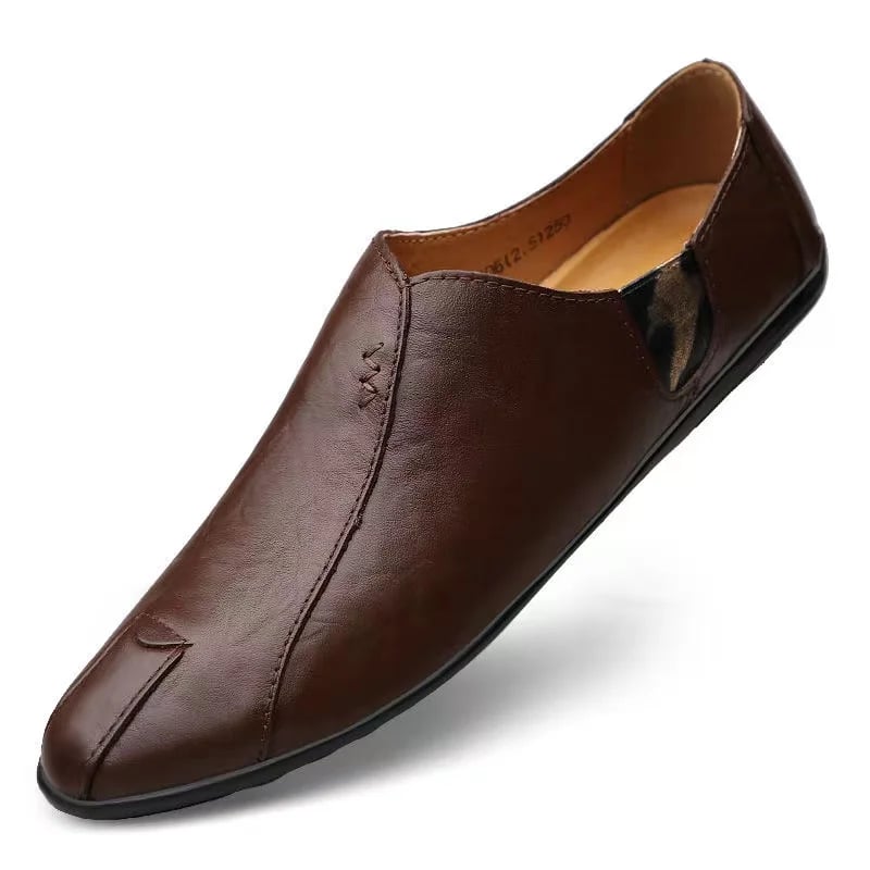 Pánské kožené casual boty mokasíny loafers slip-on prodyšné 38-47