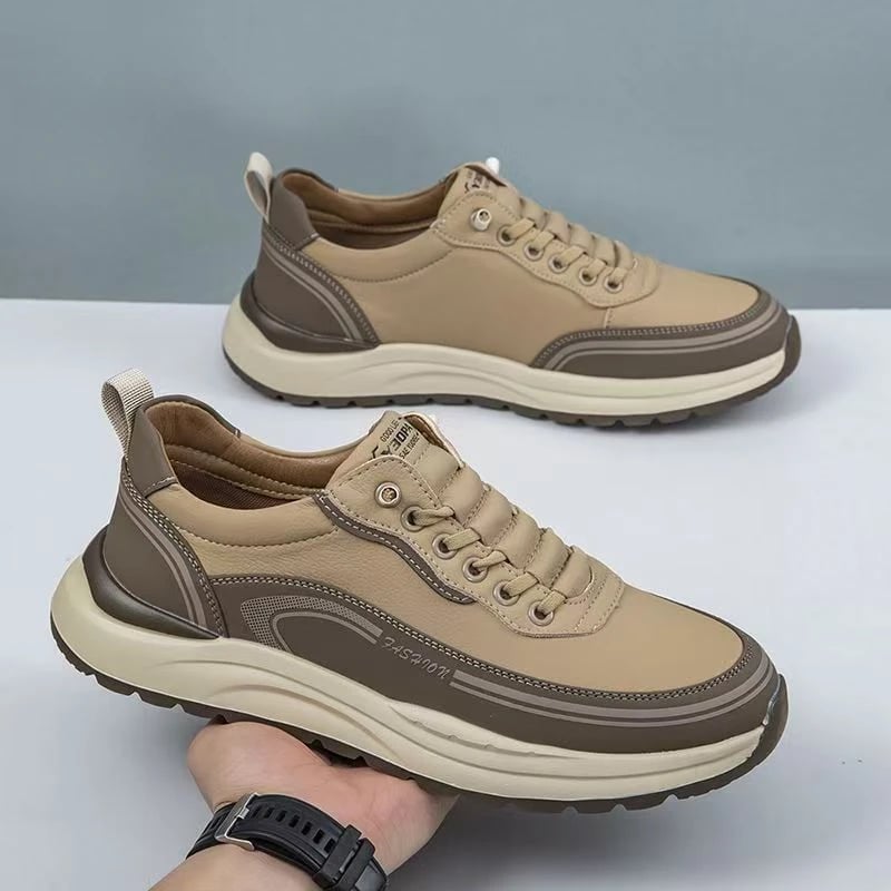 Pánské boty z PU kůže casual nízké šněrovací platforma neklouzavé pro práci a outdoor