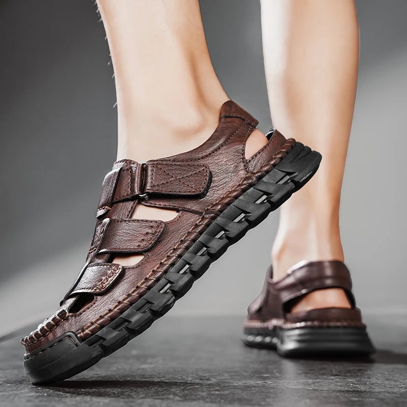 Pánské letní sandály z kvalitní kůže pohodlné na pláž a do outdooru 38-46