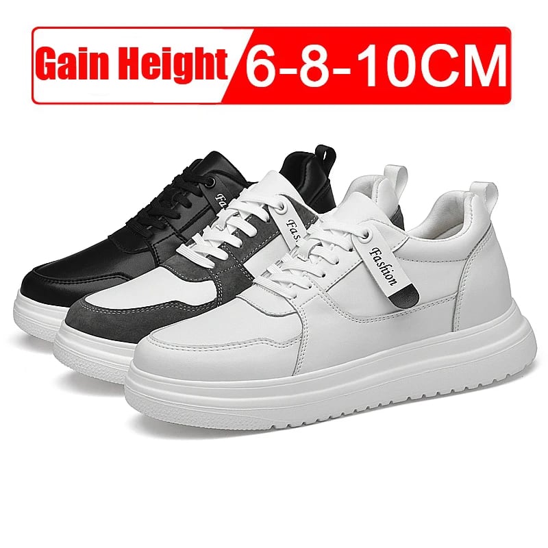 Pánské bílé sportovní tenisky pro zvýšení výšky 8-10 cm