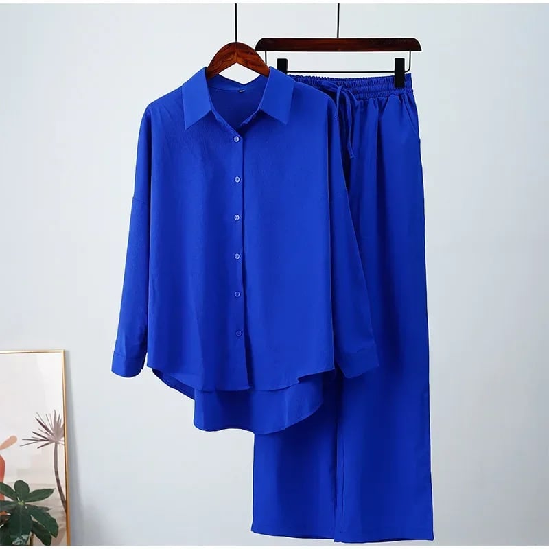 Dvoudílný set široké nohavice a top pro ženy boho vintage maxi podzim casual streetwear outfity Y2K